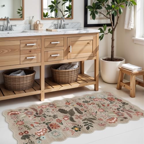 2x4 Small Area Rug for Entryway: Washable Non Slip Kitchen Runner Brown - color: Beige-brown, size: 2' x 4' (Rectangular)