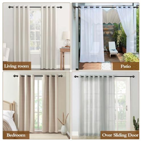 KAMANINA 1 Inch Curtain Rods 32 to 58 Inch, Black Adjustable Drapery Rods - color: Black, size: 32-58"