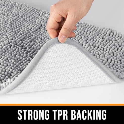 Chenille Bathroom Rug 32"x20" Soft Absorbent Quick Dry Rugs, Light Gray - color: Light Gray, size: 1'8" x 2'8" (Rectangular)