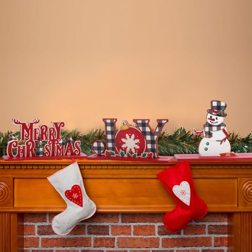 Blosssound 6 Pcs Christmas Wooden Centerpieces 3D Table Decorations