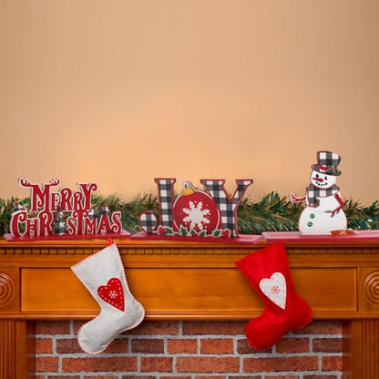 Blosssound 6 Pcs Christmas Wooden Centerpieces 3D Table Decorations