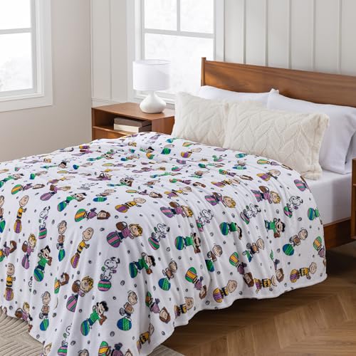 Berkshire Peanuts® VelvetLoft® Cute Character Snoopy Plush Blanket,Easter Gang 2025 White,King 90 in x 108 in (Official Peanuts® Product) - color: Easter Gang 2025 White, size: King (90 in x 108 in)