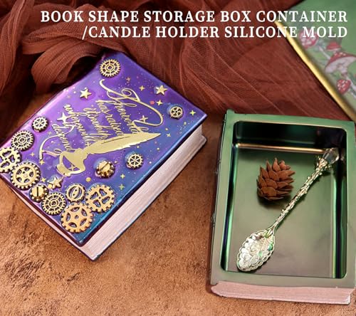Wehous Resin Box Mold with Lid Book Shape Storage Box Silicone Molds for Epoxy Resin Concrete 3D Candle Holder Jewelry Trinket Container Succulent Plant Pot Mold DIY Art Casting Craft Home Decor
