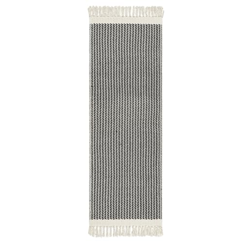 Lahome Boho Bathroom Runner Rug, 2x6 Washable Rugs for Kitchen Hallway - color: Black, size: 2' x 6' (Runner)
