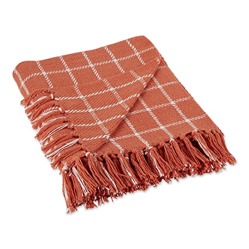 DII Transitional Checked Plaid Woven Throw, 50x60, Spice - color: Spice, size: 50x60"