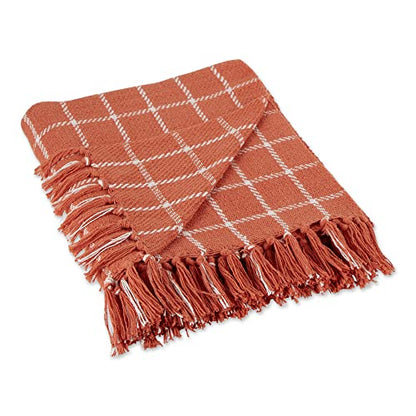 DII Transitional Checked Plaid Woven Throw, 50x60, Spice - color: Spice, size: 50x60"