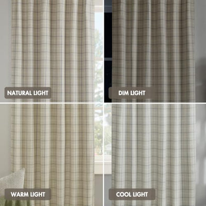 Madison Park Plaid Curtain Thermal Insulated, 1 Panel, 50x84 Linen Blue - color: Rod Pocket & Back Tab, Linen Blue, size: 50"W x 84"L (Pack of 1)