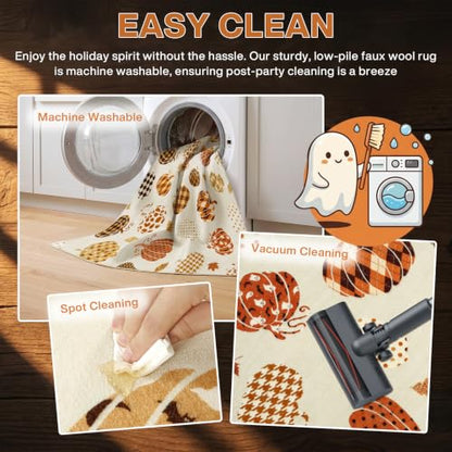 Tribesigns 3x5 Beige Halloween Fall Pumpkin Area Rug for Kitchen Entryway - color: Beige2 - Pumpkin, size: 3' x 5' (Rectangular)