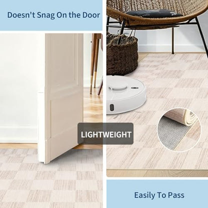 GarveeHome 2.5x8 Checkered Kitchen Runner Rug for Hallway Non Slip Washable - color: Beige, size: 2.5' x 8' (Rectangular)