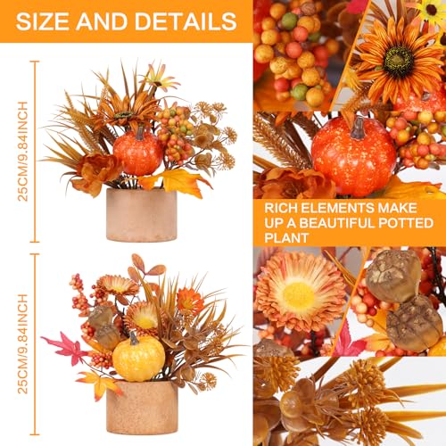 2PCS Fall Artificial Maple Pumpkin Table Centerpieces Home Decorations
