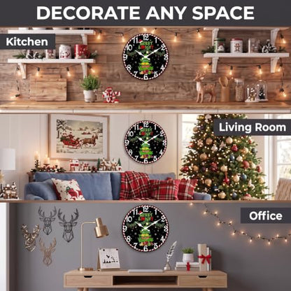 ArtSocket Round Wall Clock Silent Non-Ticking 12", Christmas Celestial - color: Christmas Tree 04