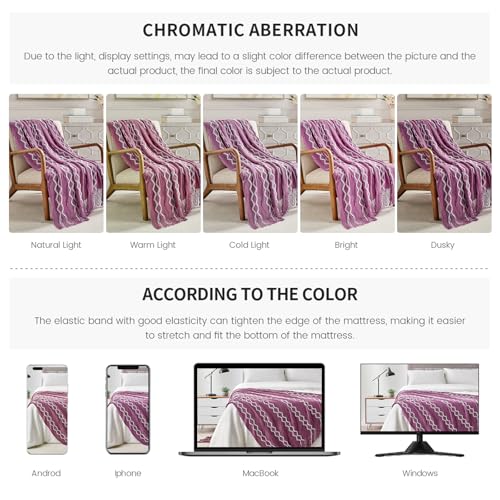 BOURINA Knit Throw Blanket Soft Chenille Outdoor Blanket,Purple 50x60Inch - color: A-purple, size: 50"×60"