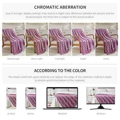 BOURINA Knit Throw Blanket Soft Chenille Outdoor Blanket,Purple 50x60Inch - color: A-purple, size: 50"×60"