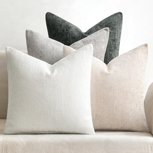 MIULEE Soft Decorative Chenille Pillow Covers Gray 18x18 Pack of 4 - color: Gray, size: 18" x 18" (Pack of 4)