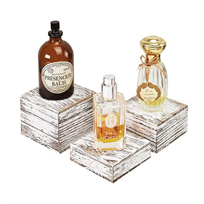 MOOCA Wooden Display Risers Set - 3 Different Height Stands, Antique White - color: Antique White