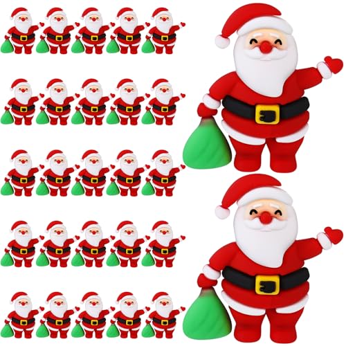 Halloscume 25 Pcs Mini Santa Christmas Figurines to Hide, White Skin