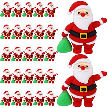 Halloscume 25 Pcs Mini Santa Christmas Figurines to Hide, White Skin