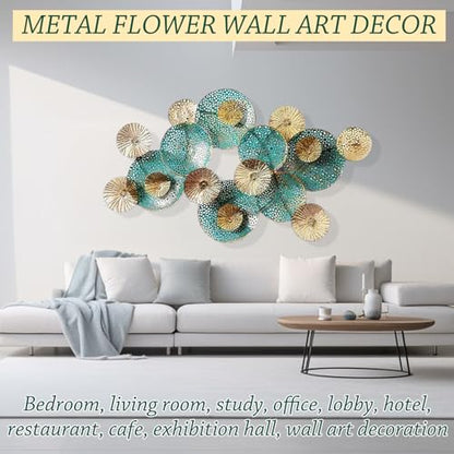 edaknez Large Metal Wall Art Decor, 47x27 Metal Lotus Leaf Wall Sculpture - color: B 47 inch x 27 inch