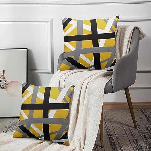 Emvency Throw Pillow Covers Set of 2, 16 x 16 Inch, Striped Retro Yellow - color: Yellow, size: 16" x 16" (Pack of 2)