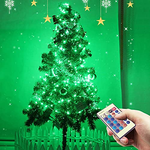 RUICHEN Fairy Lights Plug in with Remote, Copper Wire 33 Ft 100 LED, Green - color: Green