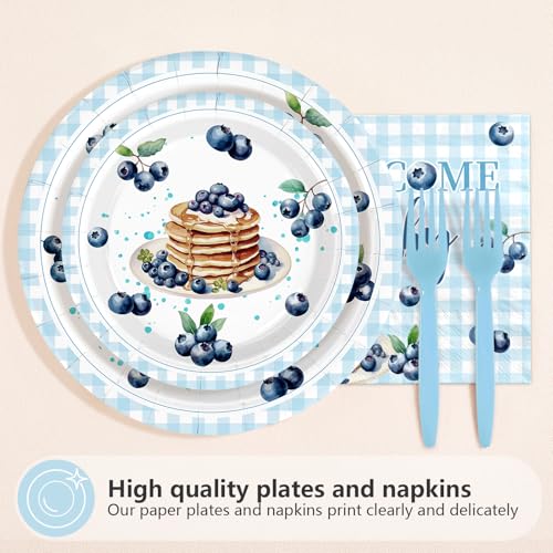 96Pcs Blueberry Baby Brunch Party Decorations for Baby Shower Serves 24 - style: Blueberry Muffin Baby Shower Plates