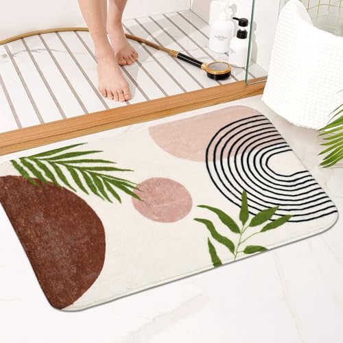 Bathroom Rugs Non-Slip Boho Bath Mat, Small Cute Bath Mat Soft Washable Bath Rug for Bathtub Boho Bathroom Decor - color: Brown, size: 1'5" x 2'3" (Rectangular)
