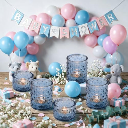 36 Pack Blue Tealight Candle Holders, Glass Votive Candle Holders - color: Blue