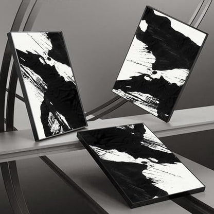 Large Framed Boho Black White Abstract Wall Art for Living Room, 24x32 In - color: Black White