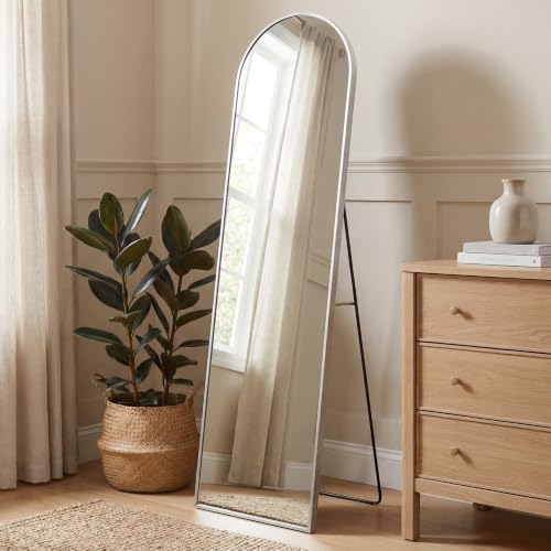 JONATHAN Y Adrian Arched Full Length Mirror 16" x 59" Metal Frame, Nickel - color: Nickel