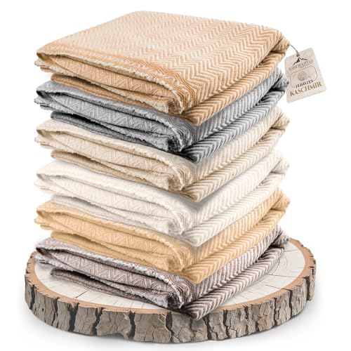 Cashmere Blanket – Hand Woven 100% Cashmere Wool Throw Blanket, 135 x 270 cm – Plain Cozy, and Soft Blanket for Bed, Sofa, or Couch - Made in Nepal - color: Brown