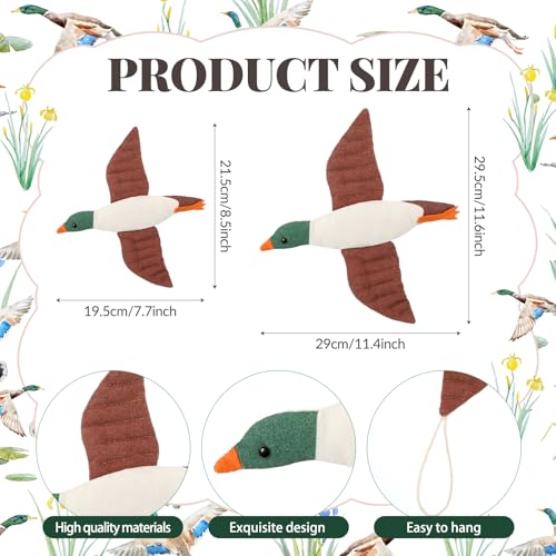 Hungdao 2 Pcs Mallard Duck Nursery Wall Decor Felt Duck Wall Art Rustic Flying Birds Hanging Decor for Nursery Bedroom Living Room
