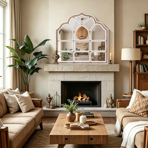 36x36 Inch Window Pane Wall Mirror, Farmhouse Gothic Arched Mirror - color: H - Window - 36x36 in