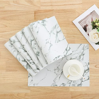 Homaxy PU Faux Leather Placemats for Dining Table, Set of 6, Marble - color: Marble