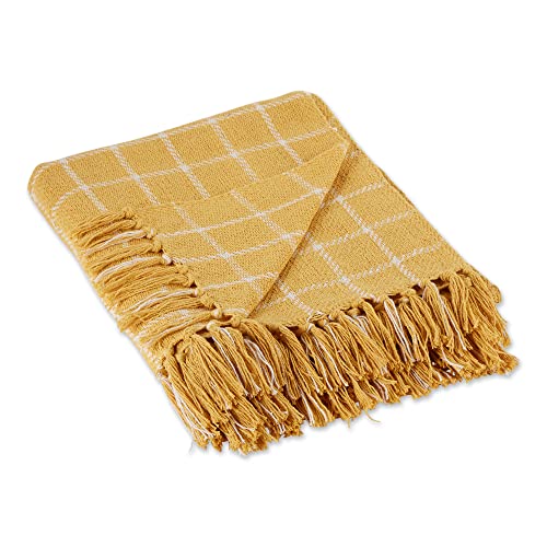 DII Transitional Checked Plaid Woven Throw, 50x60, Honey Gold - color: Honey Gold, size: 50x60"