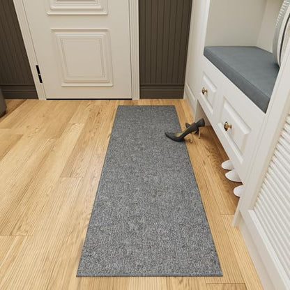 Ottomanson Door Mat Indoor Entryway Runner Rug – Non-Slip Durable Low-Pile Runner with Stain-Resistant Surface, 20" x 59", Gray - color: Grey
