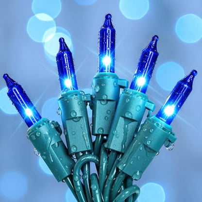 Blue Christmas Lights,13FT 50 Count Mini Clear String Lights - color: Blue(Green Wire), size: 50 count