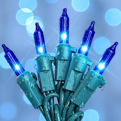 Blue Christmas Lights,13FT 50 Count Mini Clear String Lights - color: Blue(Green Wire), size: 50 count