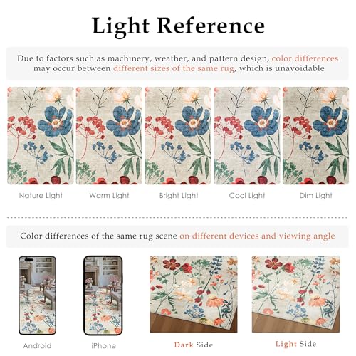 PureCozy Washable Floral Runner Rug 2x6 for Kitchen Vintage Beige Carpet - color: Classic Beige, size: 2' x 6' (Runner)