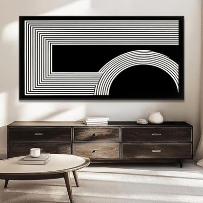Large Framed Abstract Black And White Wall Art For Living Room 29"X 58" - color: black, size: 58"L x 29"W