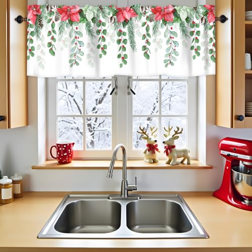 Christmas Tree Kitchen Valance for Windows, 1 Panel Rod Pocket 54x18 in - color: Christmas Tree, size: 54"W x 18"L (Pack of 1)