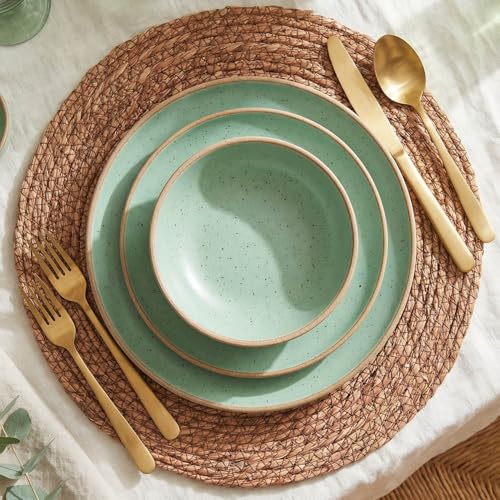 13.8" Set of 8 Brown Round Seagrass Placemats by Laquedecraft
