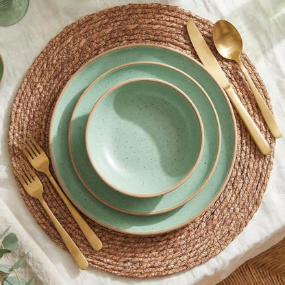 13.8" Set of 8 Brown Round Seagrass Placemats by Laquedecraft