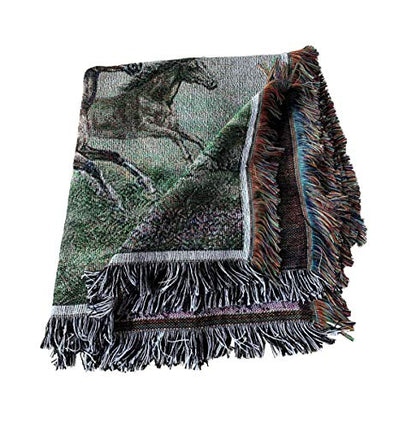 Western Galloping Horse Chenille Tapestry Throw Blanket 50" x 60" - color: Horse