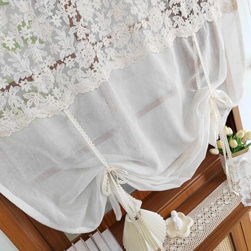Chic Tie Up Curtain for Kitchen Adjust Balloon Window Valance Rod Pocket - size: 52"W x 47"L (Pack of 1)