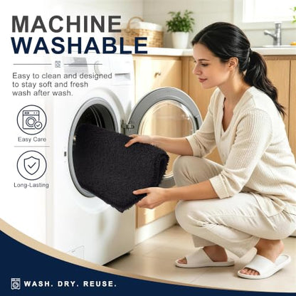 OLANLY Microfiber Bathroom Rugs 36x24, Ultra Soft Absorbent Bath Mat, Black - color: Black, size: 36" X 24"