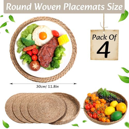 Boho Table Runner and Placemats Set, 4 Sets, Beige, 12x72 - color: Beige, size: 12x72"