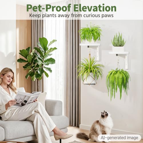 LASZOLA Plant Hanger Holder Window Shelf Wall Mounted Indoor, 2 Pcs White - color: White, size: 2