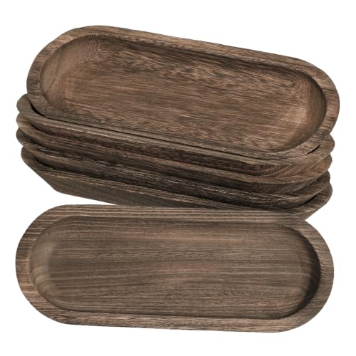 6 PCS Wooden Dough Bowls for Decor, 14 x 5.4 x 1.4 inch, Brown - size: 14 Inch