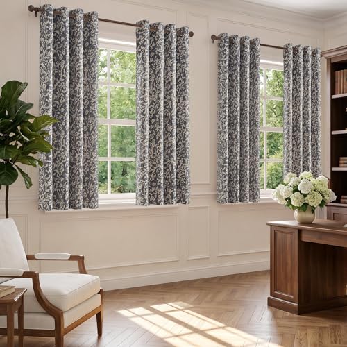jinchan Blue Floral Curtians 72 Inch Room Darkening Grommet 2 Panels - color: *Dusty Blue, size: 50"W x 72"L (Pack of 2)