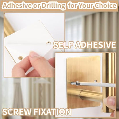 2 Pack No Drill Curtain Holdbacks Adhesive Curtain Tiebacks, Gold - color: Gold